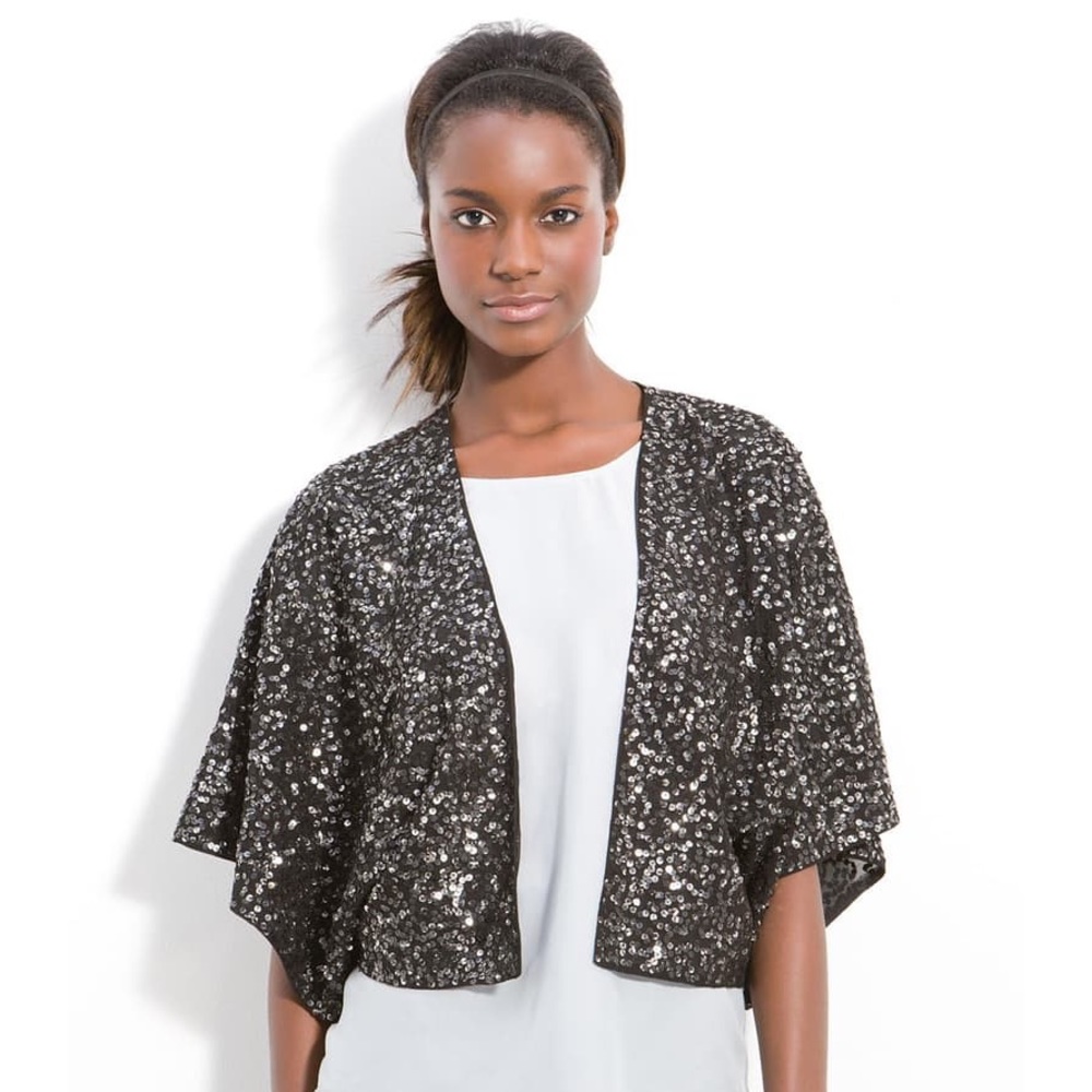 HALOGEN sequin kimono blouse